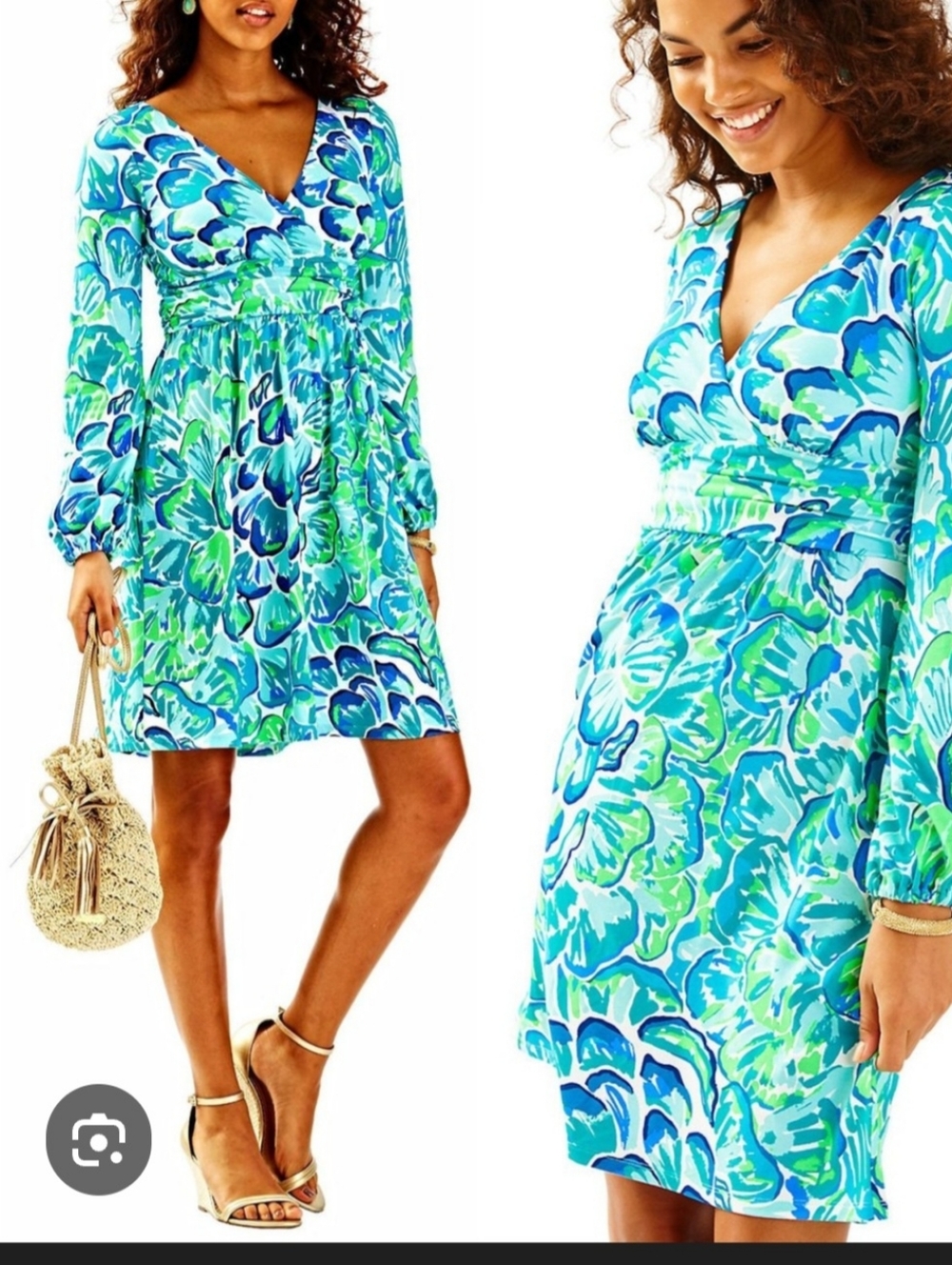 Lilly Pulitzer Teal, Green & Aqua Floral Dress -NWOT